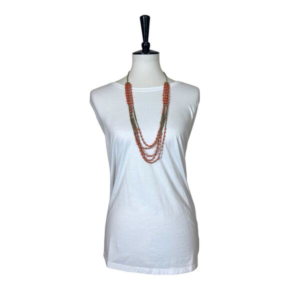 Cookie Lee Women’s Necklace Bracelet Set Multi Strand Beaded Orange Gold 17” - Picture 6 of 14